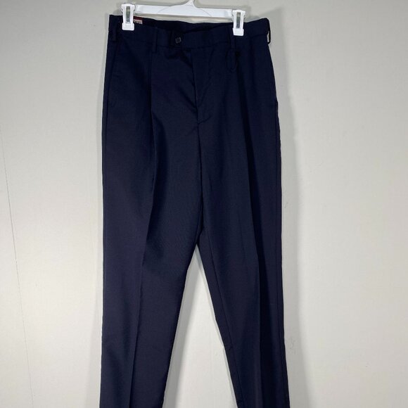 Louis Martin Wool Blend Pleated Uniform Dress Pants Women's 12 Navy Blue NWT - Picture 1 of 15